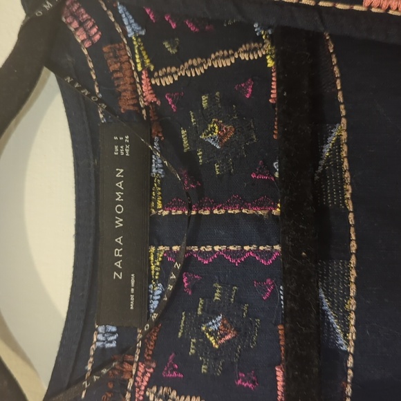 Zara 3/5 Navy Embroidered Jacket Size S - Picture 6 of 7